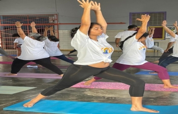 Hon Consul, Curacao organized celebration of International Day of Yoga with a gathering including former health Minister and some kids with Yoga Instructor Mr. Jay Devnani 